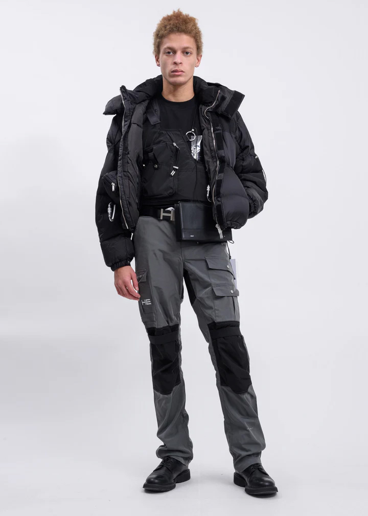 AW19 GREY AND BLACK DETAILED COTTON PANTS - 3
