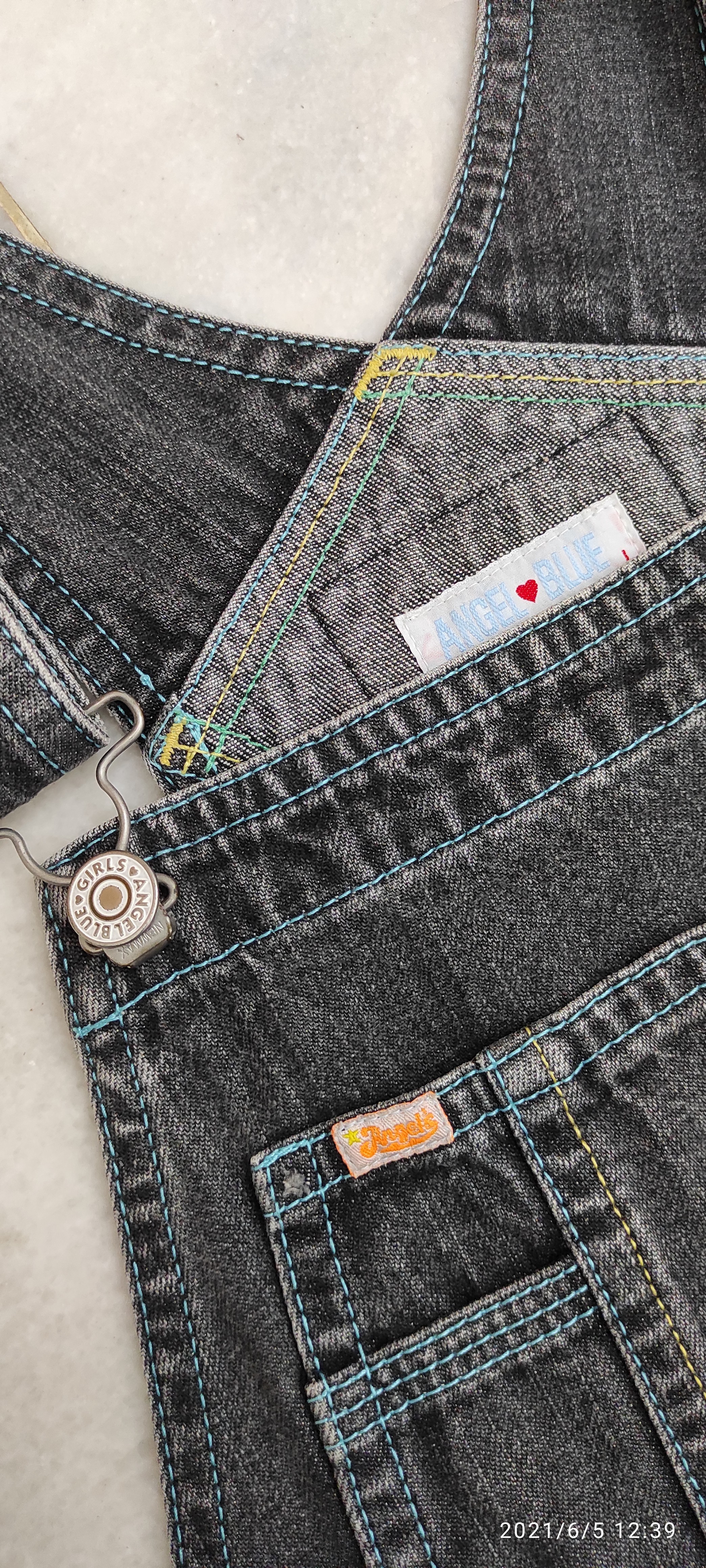 Japanese Brand - Archive 1990's ANGEL BLUE painter denim waistband overalls - 8