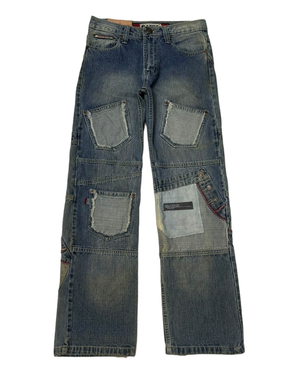 RARE🔥VINTAGE MULTI POCKET DENIM PATCHWORK GAZOZ JEANS HYPE - 1