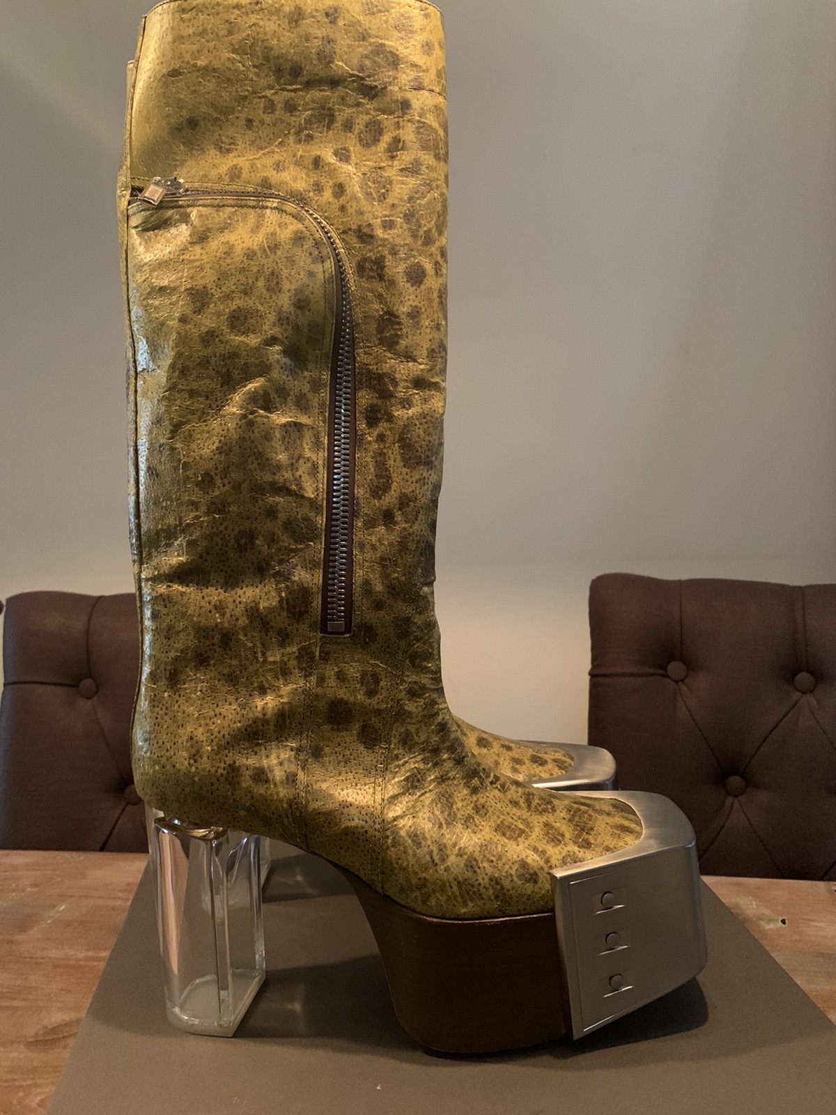 1-1 Wolffish leather Bauhaus bevel boots EU41