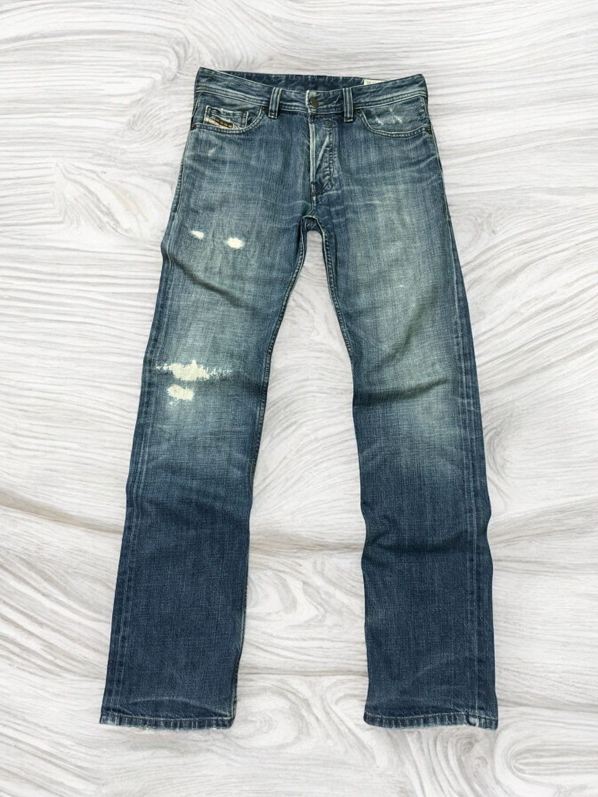 DIESEL INDUSTRY SNAP BUTTON DISTRESSED DENIM JEANS - 1