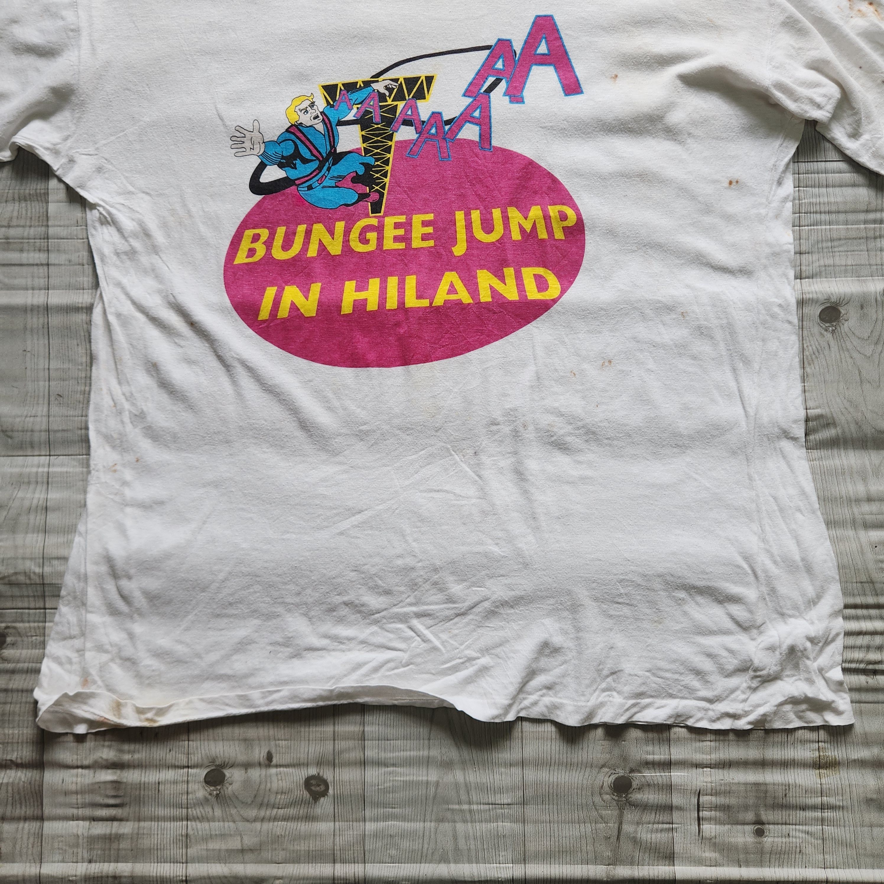 Vintage 1980s Bungee Jump In Hiland TShirt - 4