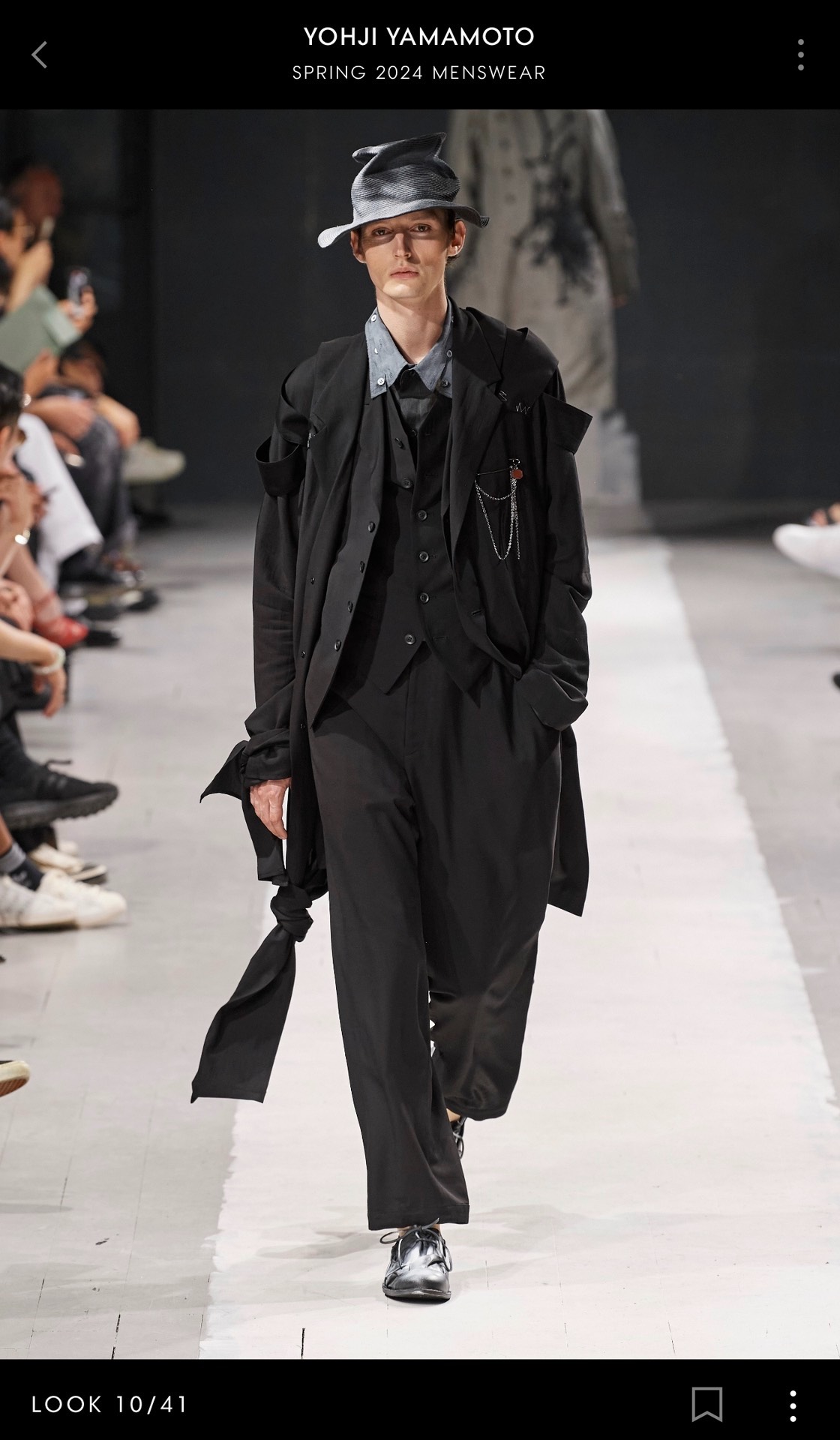 Yohji Yamamoto 24ss show knotted draped coat - 8