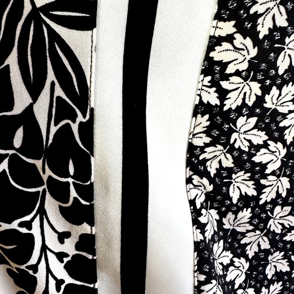 Norma Kamali Side Stripe Floral Print Jogger Pants Pull On Ankle White Black XL - 3