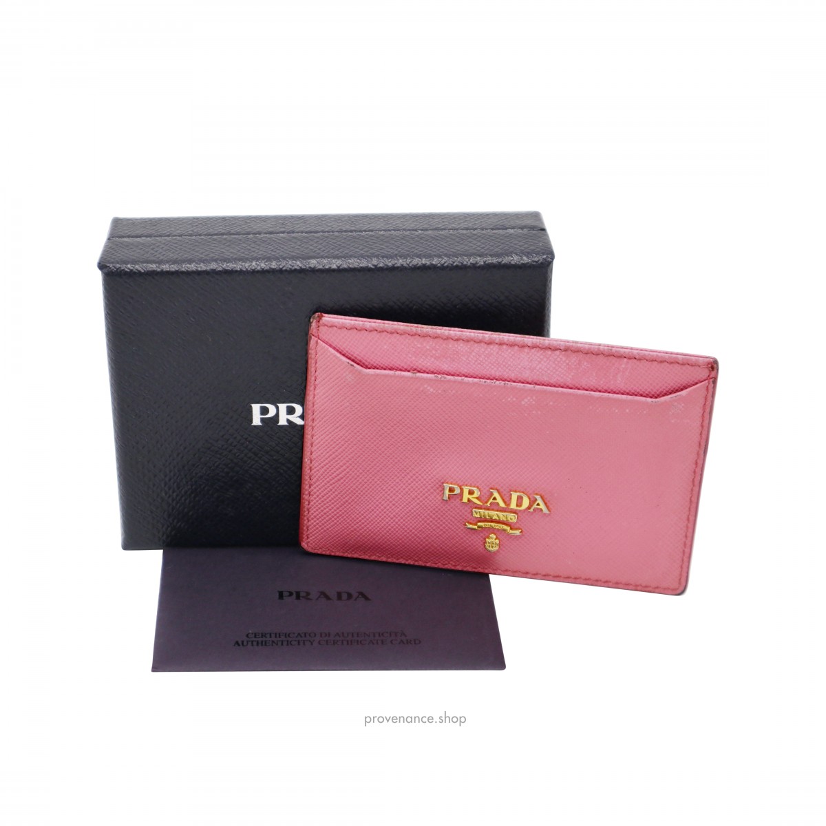 BOX  Prada Cardholder - Pink Saffiano Leather - 1
