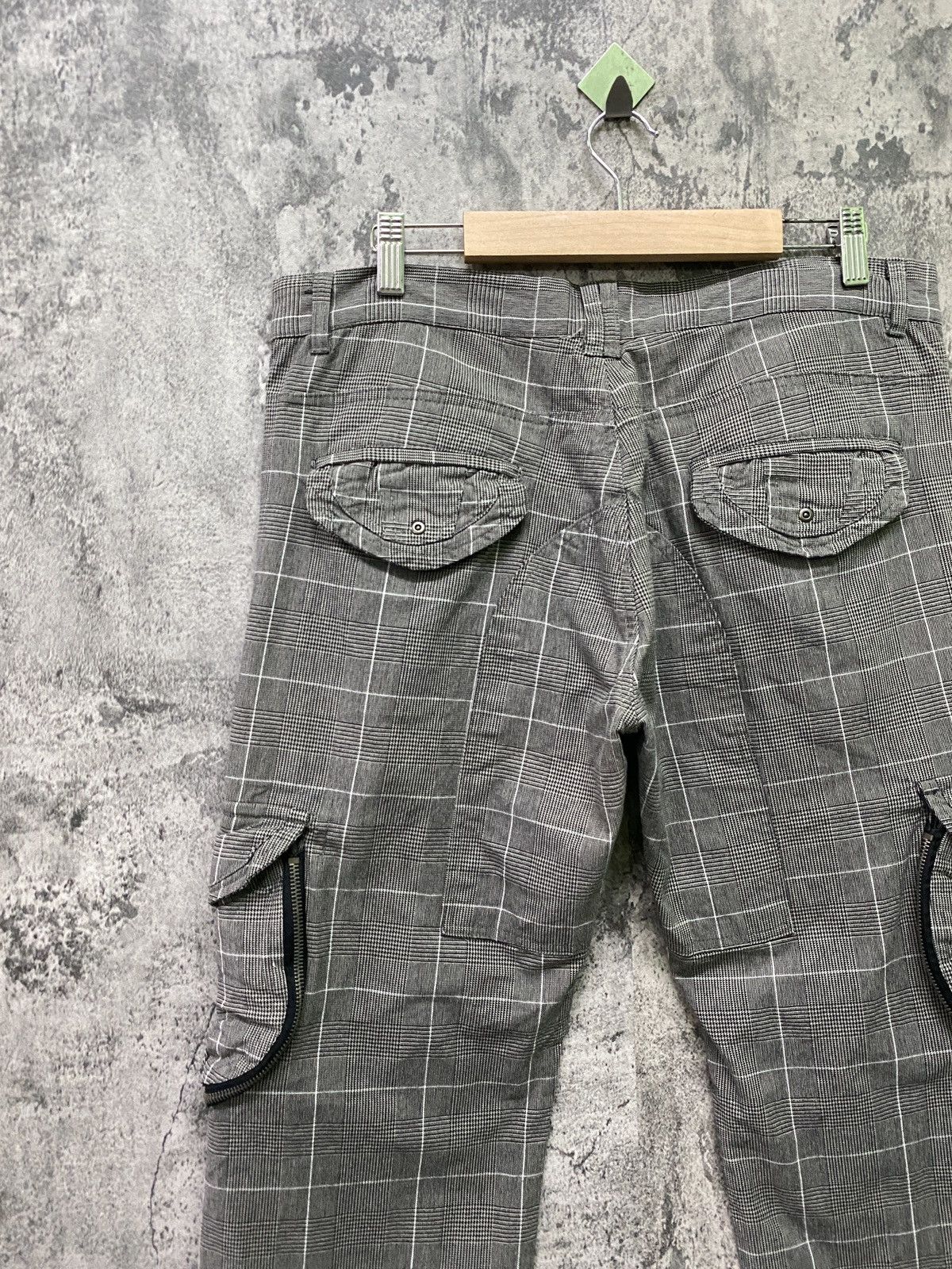 Japanese Brand - 31040=SKKONE Cargo Multipocket Checked Bondage Style Pant - 10