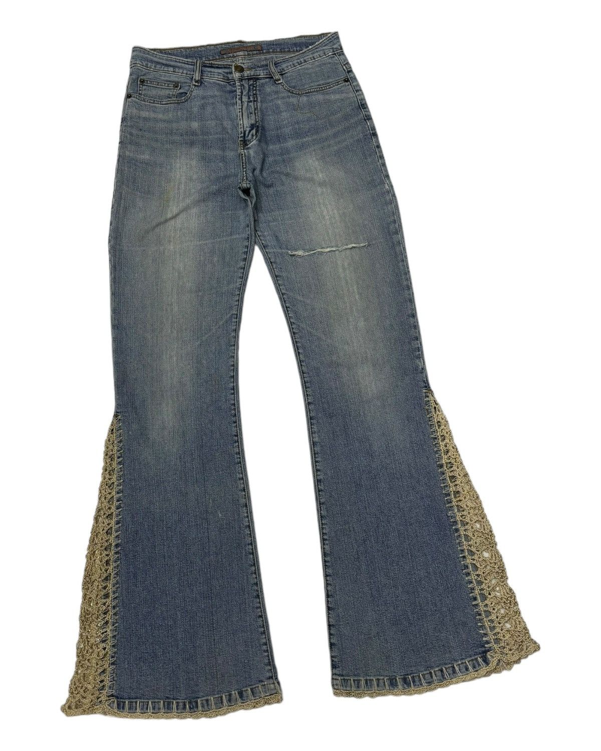 Designer - Vintage Flared Jeans Toco Toco Crochet Bootcut Jeans - 3