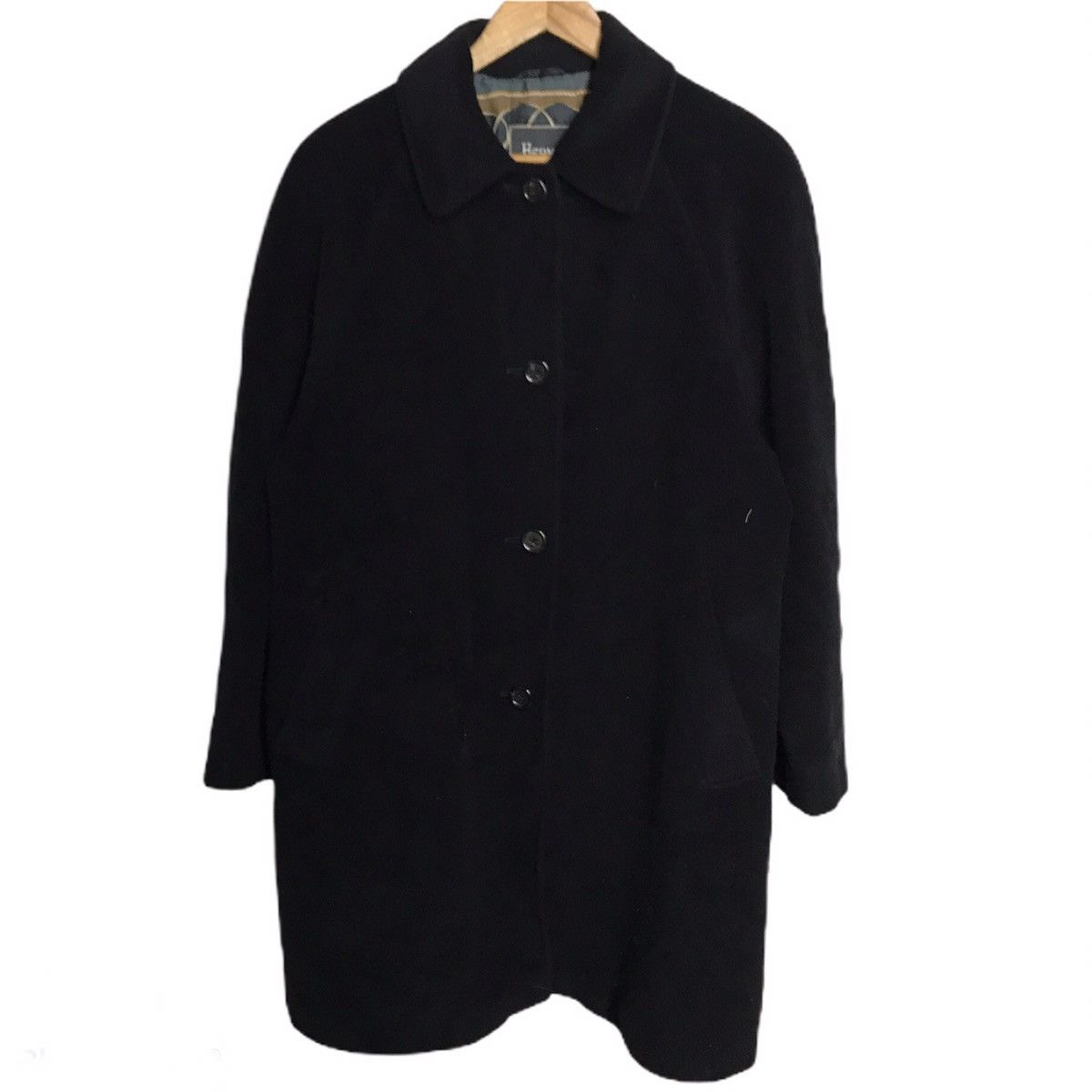 Luxury herno art design silk black wool coat - 2
