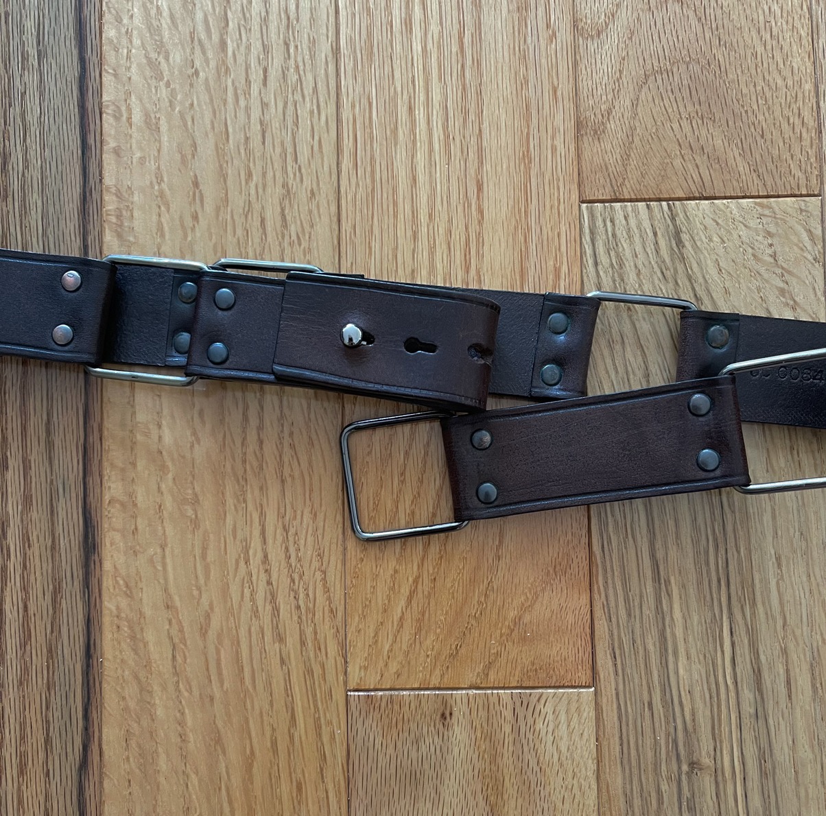 Jil Sander Patinated Calfskin Leather Iron Link Belt - 2