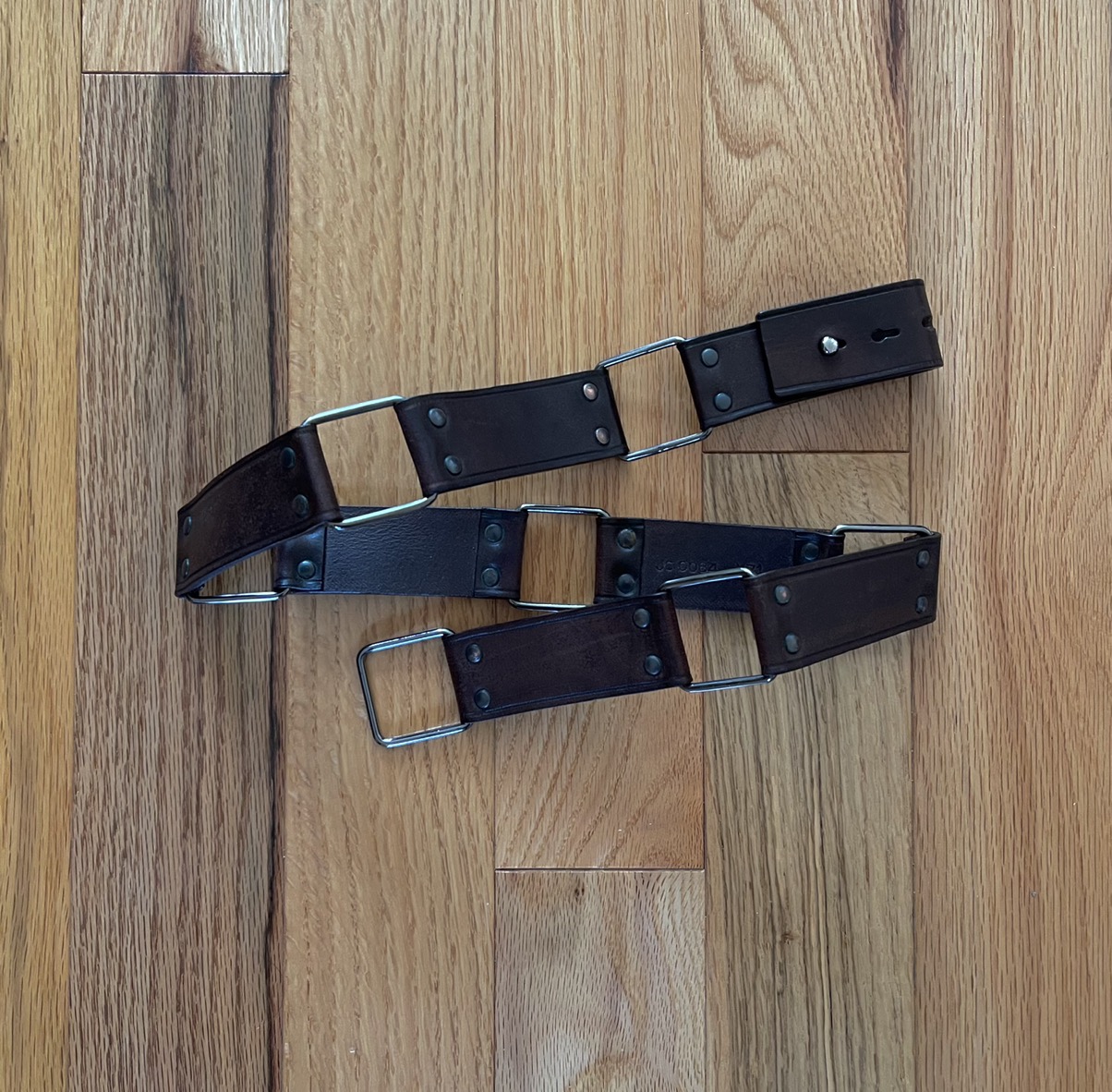Jil Sander Patinated Calfskin Leather Iron Link Belt - 1
