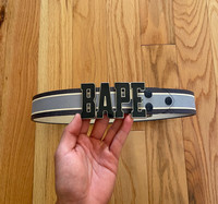 A BATHING APE® Early 2000s Bape Spell-Out Buckle Leather