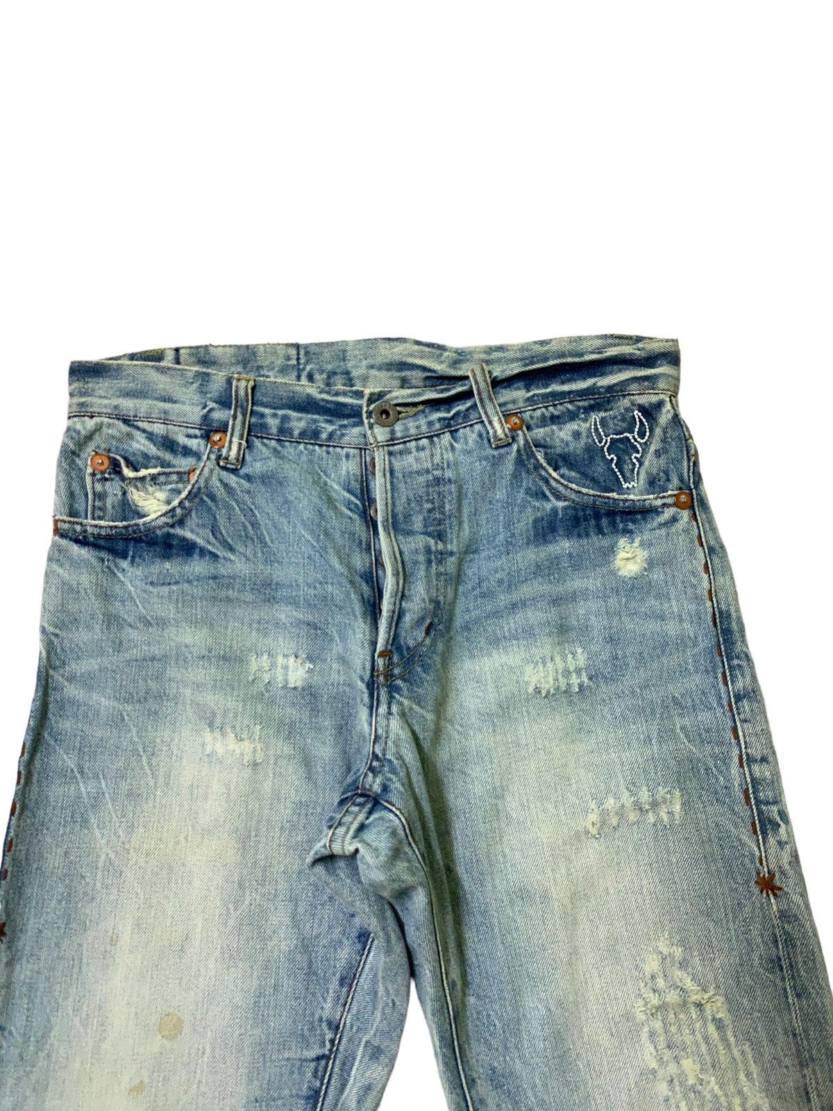 Distressed Denim - Distressed Japan Denim Zipper Custom Denim Jeans - 3