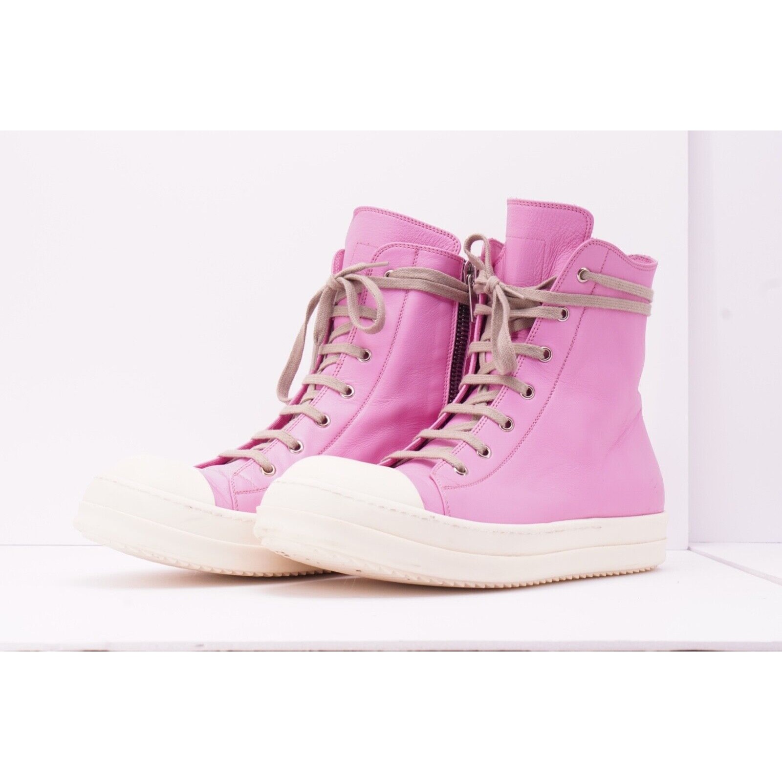 Ramones Pink High Top Sneaker Pink SS21 Side Zipper - 3