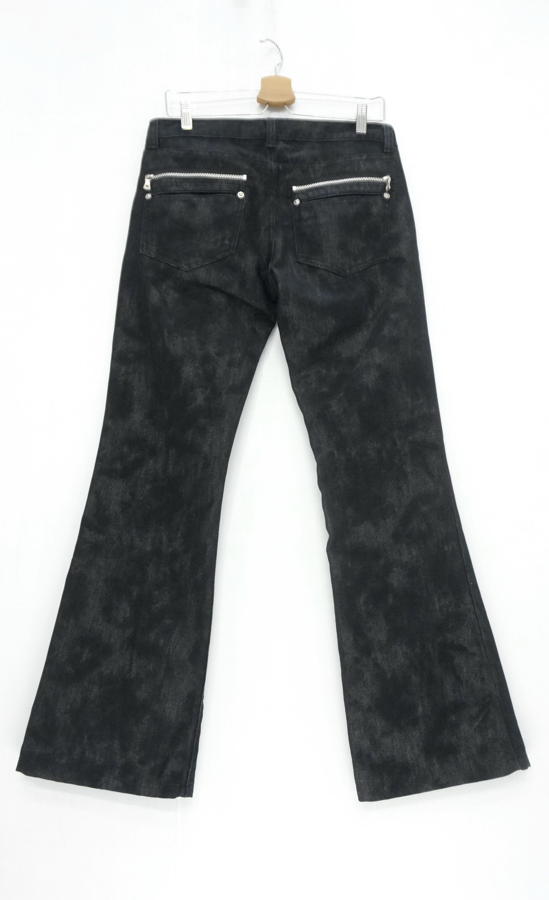 Distressed Denim - 🔥 Semantic Design Acid Black Denim Flare Jeans Pants - 1