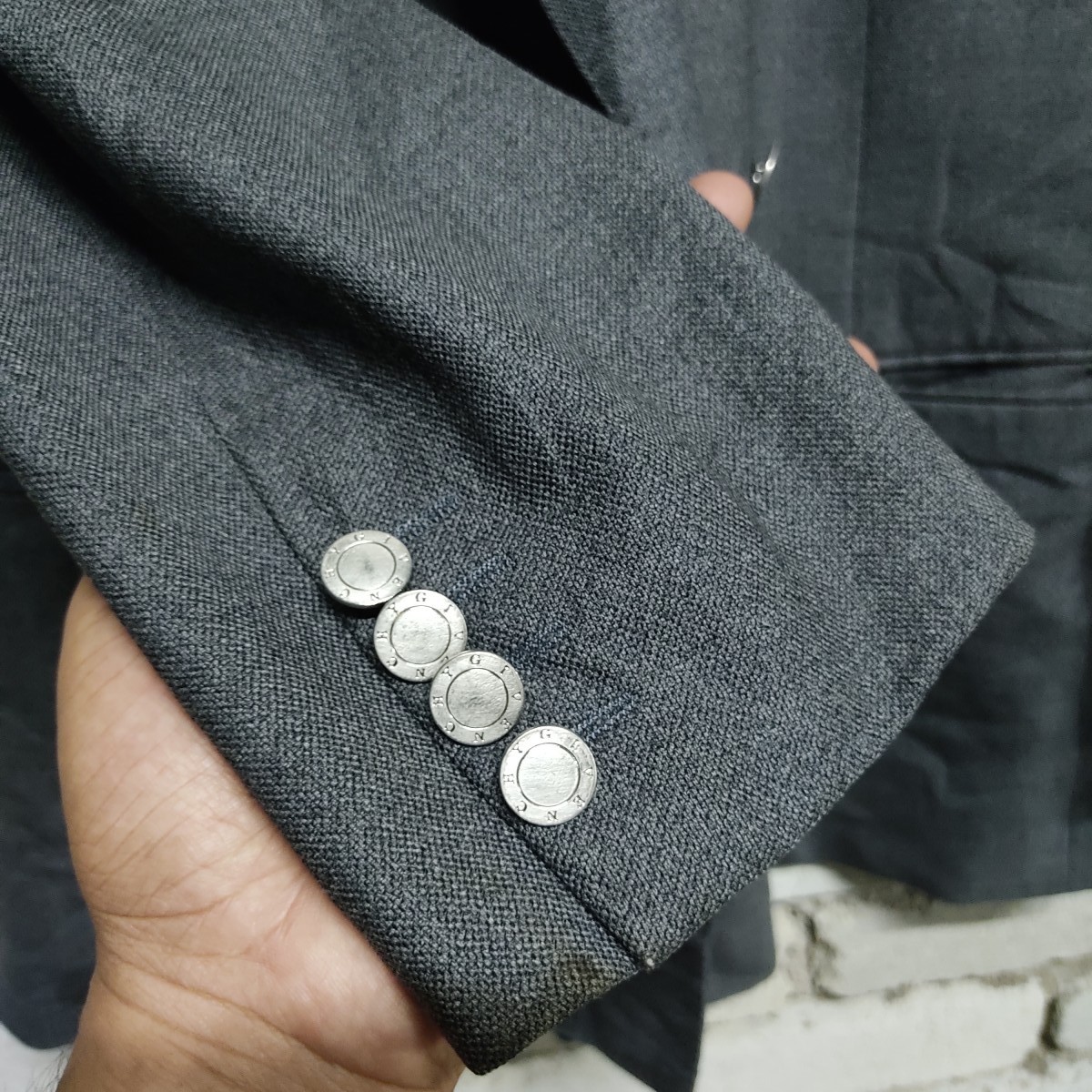 OG Givenchy Paris Silver Button Men Casual Grey Suit Blazer - 5