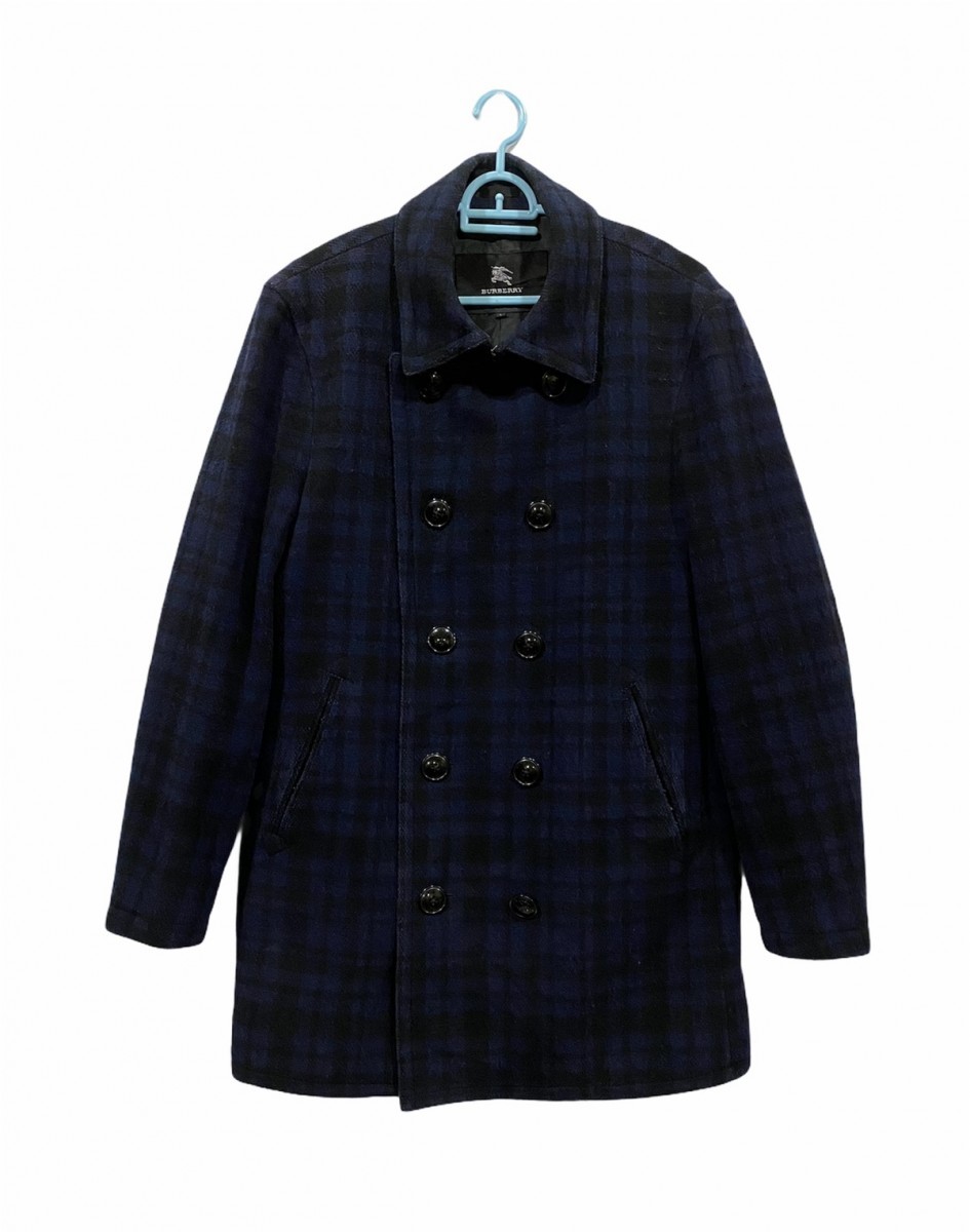 Burberry Black Label Double Breasted Checked Wool Coat Jacket - 1