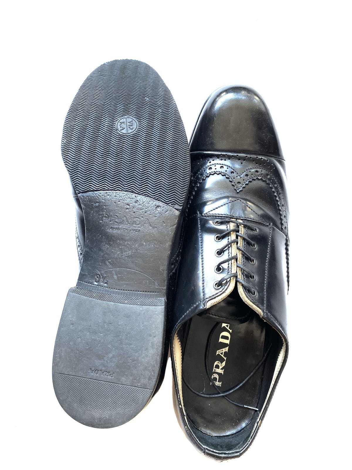 Prada Deconstructed Leather Brogue Shoes Toe Cap - 5