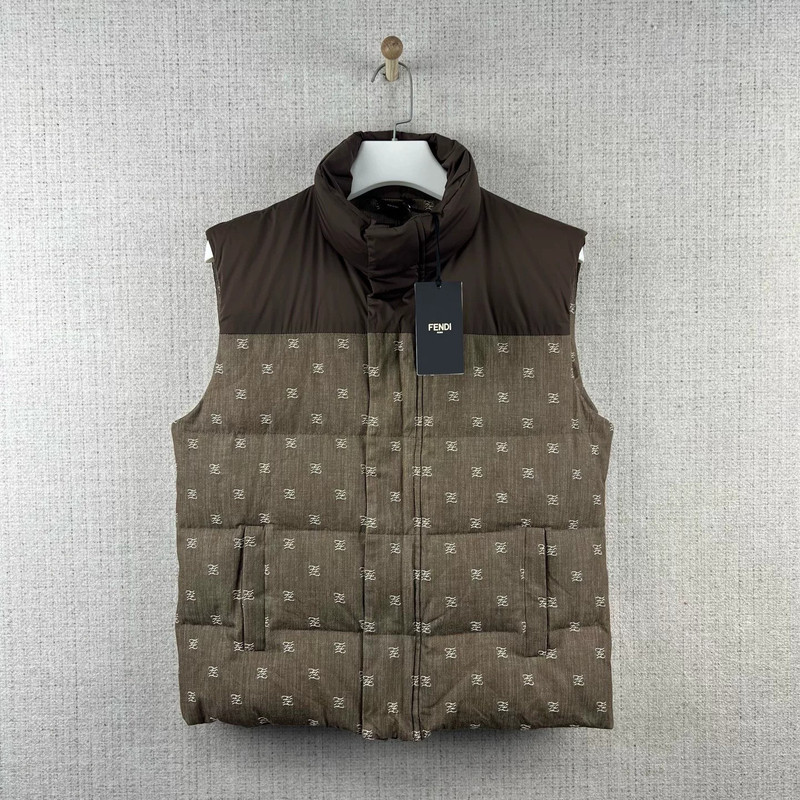 Fendi / Double-F Allover Print Paneled Down Vest - 1