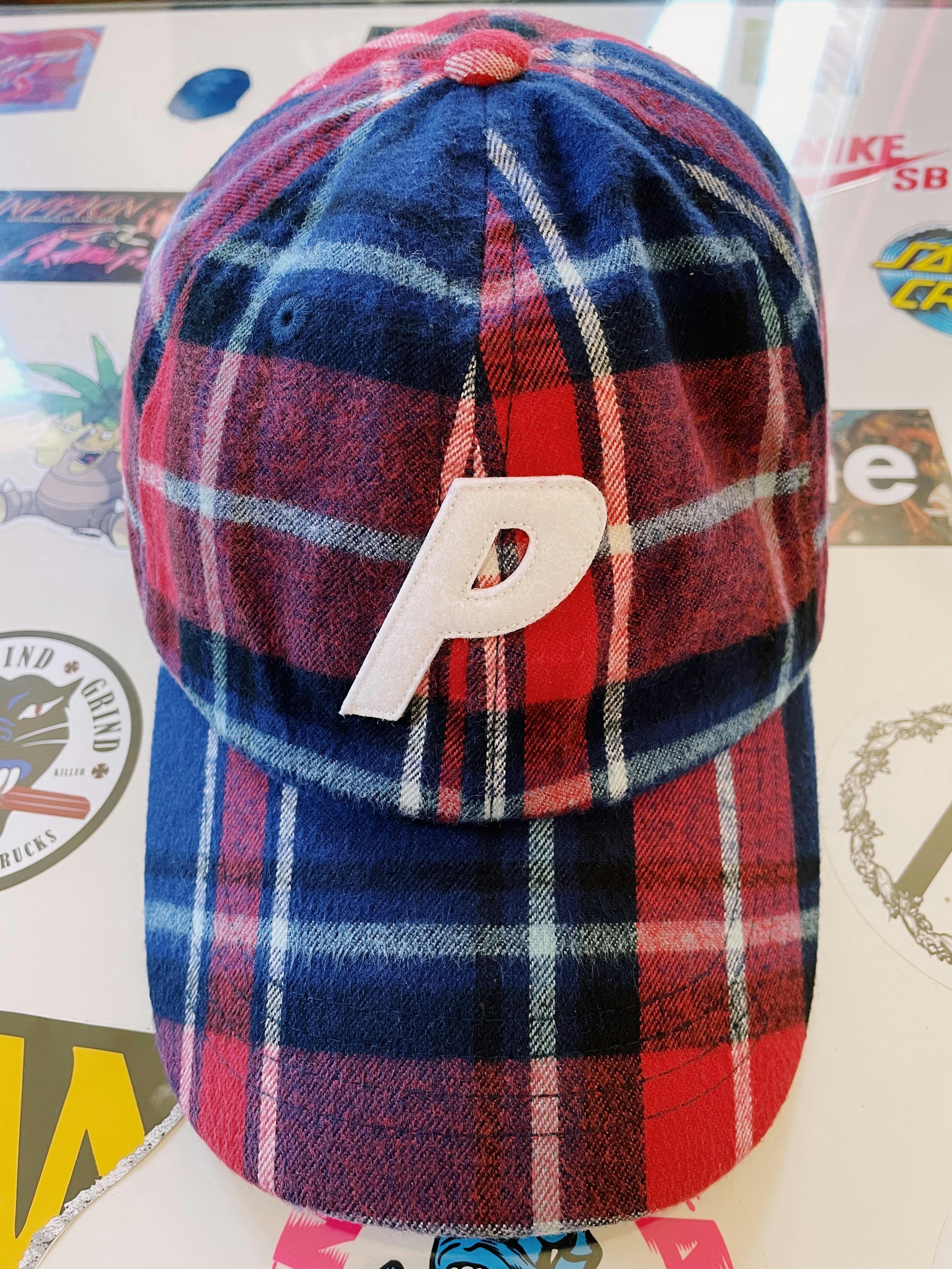 Palace P 6-Panel Flannel Cap Red / Blue - 1