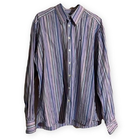 Burberry London Purple Multi Striped Shirt Vintage - 1