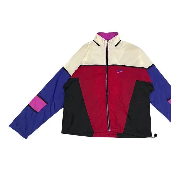 🔥VINTAGE 80s NIKE SWOOSH COLOURBLOCK JACKET WINDBREAKER - 4