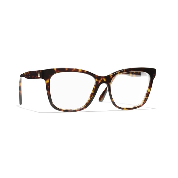 Chanel CH3392 Dark Tortoise Square Eyeglasses Glasses Frames Italy Gold Logo. - 1