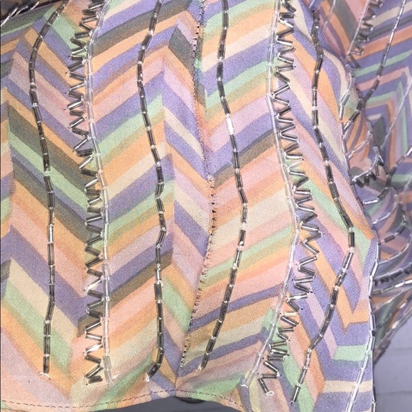 Parker Zig Zag Pastel Silk Beaded Batwing Dress - 13