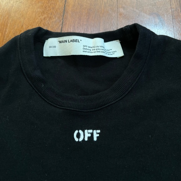 Off White Off white Black Cotton Rib logo tee Virgil Abloh 2013 lyratashop REVERSIBLE