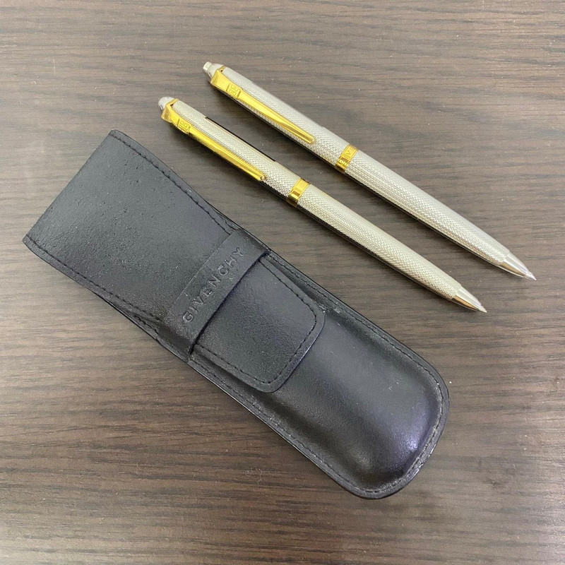 Givenchy Vintage Pen & Mechanical Pencil Set + Leather Case - 1