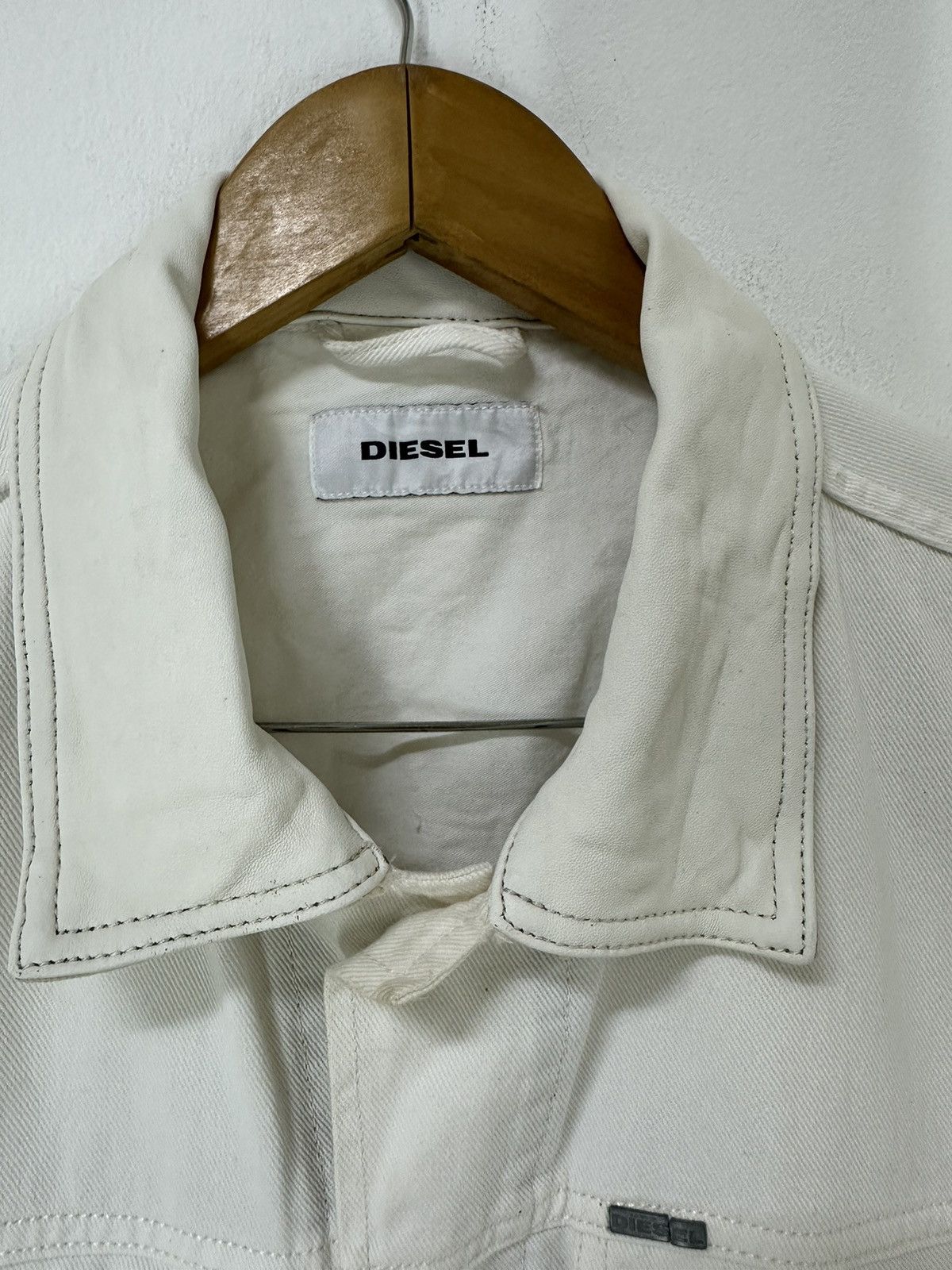 Diesel White Denim Type 3 Design Leather Collar - 3