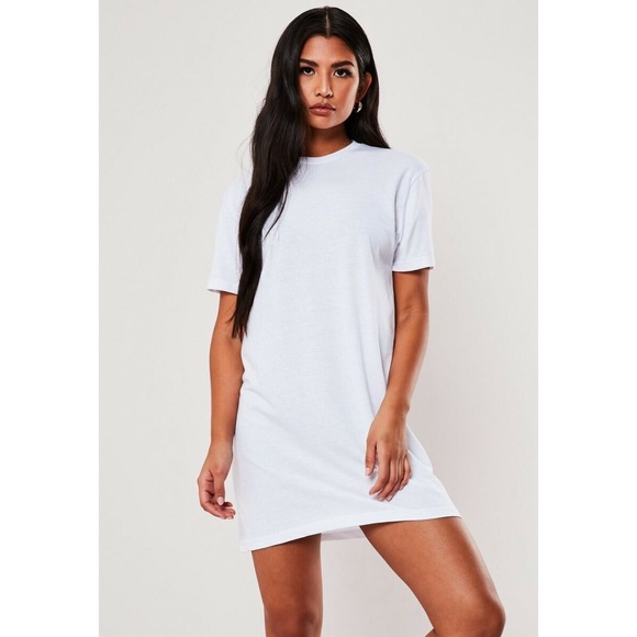 Missguided White Basic T-Shirt Dress - 1