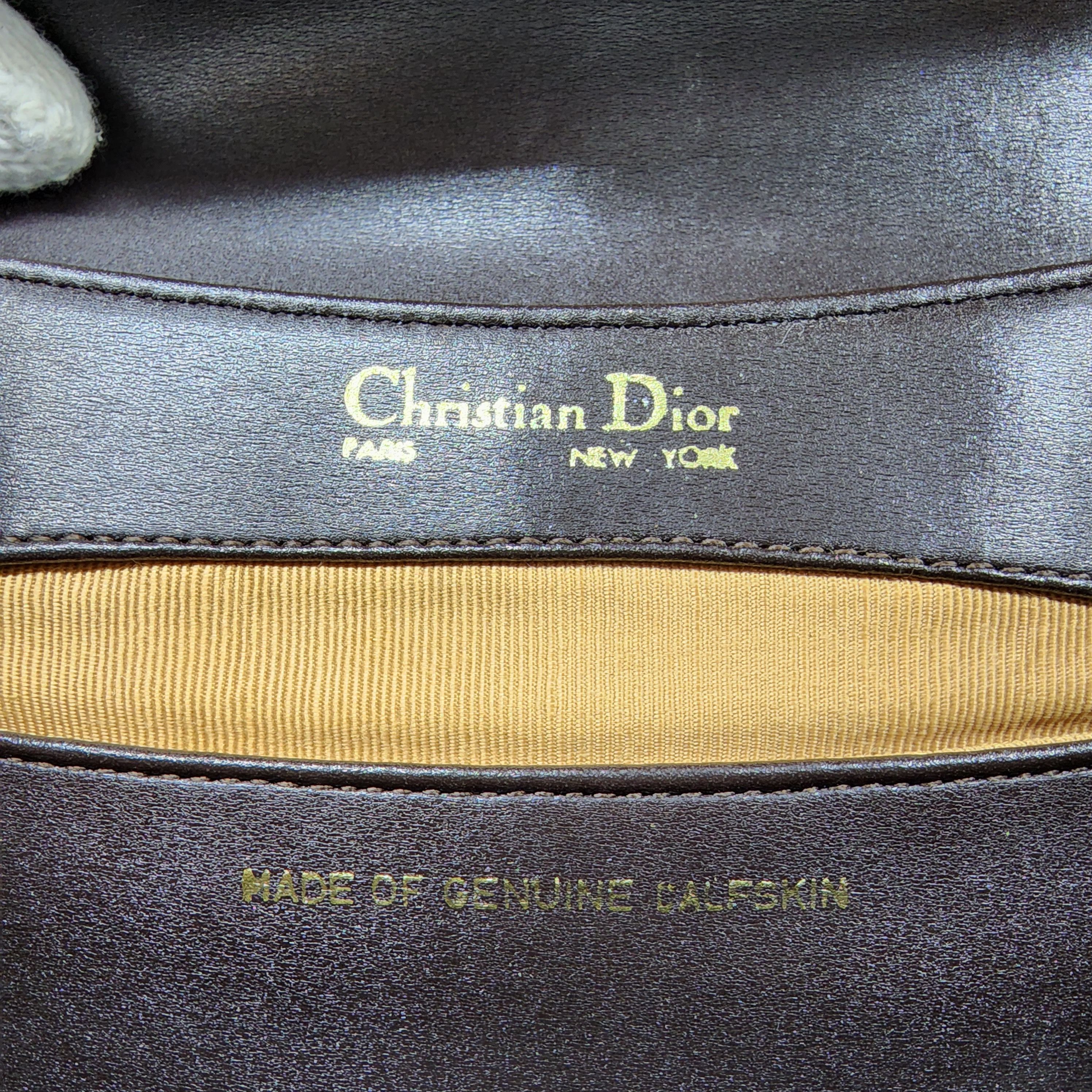 Dior - Brown Leather w/ Oblique Detail Shoulder Bag - 11