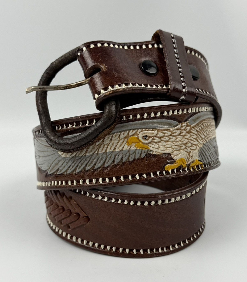 Japanese Brand - very rare design vintage style leather belt tc59 - 1