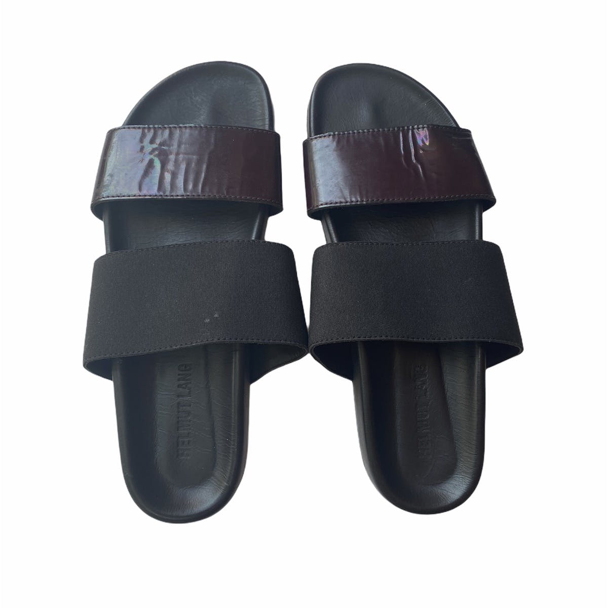 Helmut Lang Leather and Elastic Beach Slide - 3