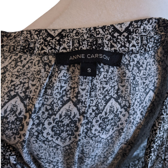 Anne Carson Black Geometric Sleeveless Blouse Small - 4