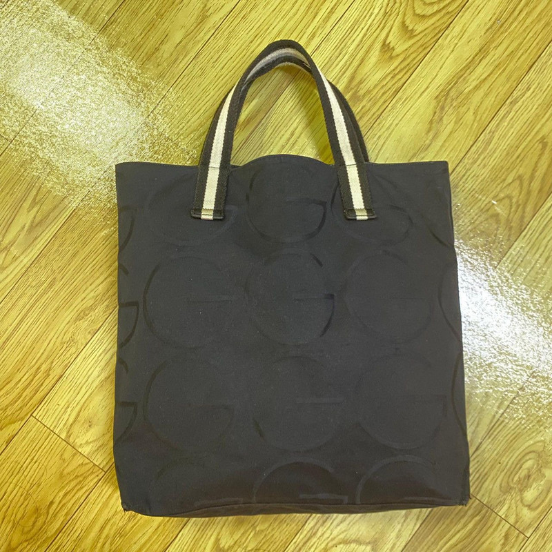 Gucci Tote Bag Black Canvas 123439 Hand Women's Men's - 1