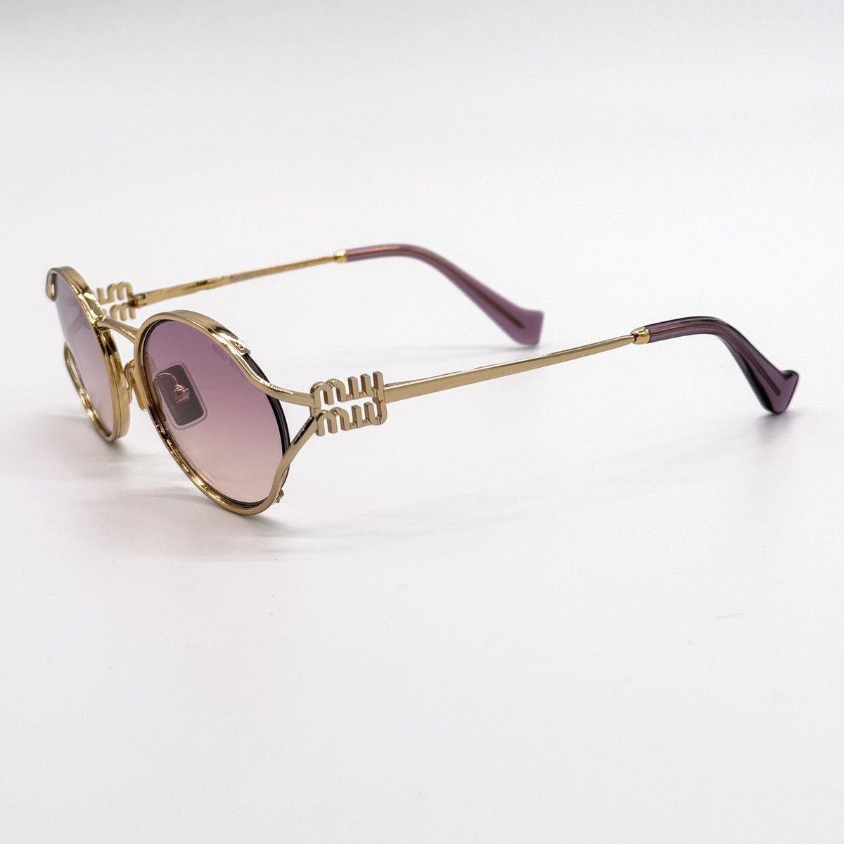 NEW MIU MIU SMU 52Y 5AK06S MU52YS OVAL MU 52YS SUNGLASSES - 6