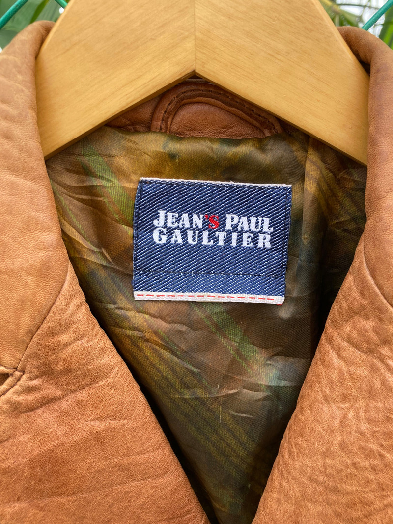 Jean Paul Gaultier Leather Coat Abstract Psychedelic Lining - 1