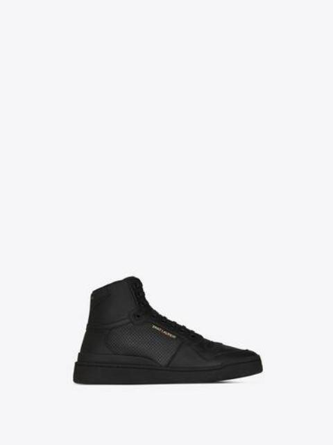 SAINT LAURENT SL24 MID-TOP SNEAKERS IN USED-LOOK PERFORATED LEATHER