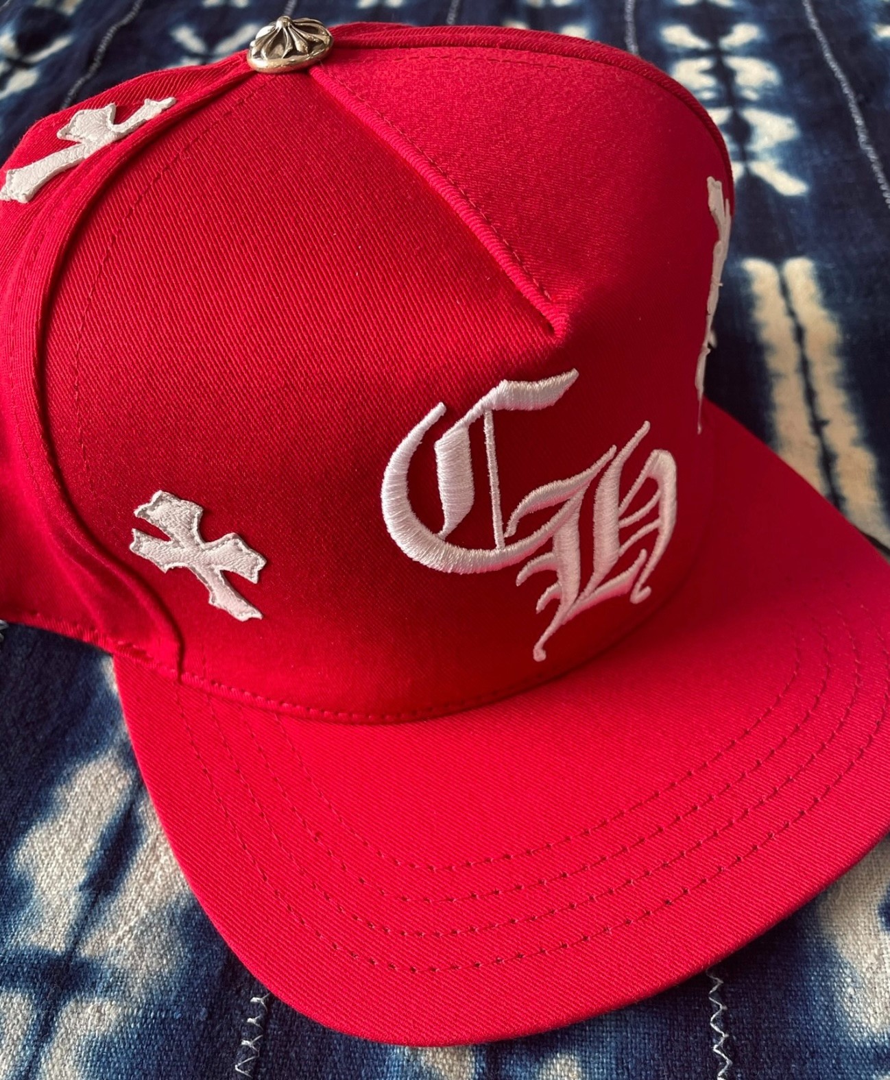 Chrome Hearts Red Cap with White Cross Patch