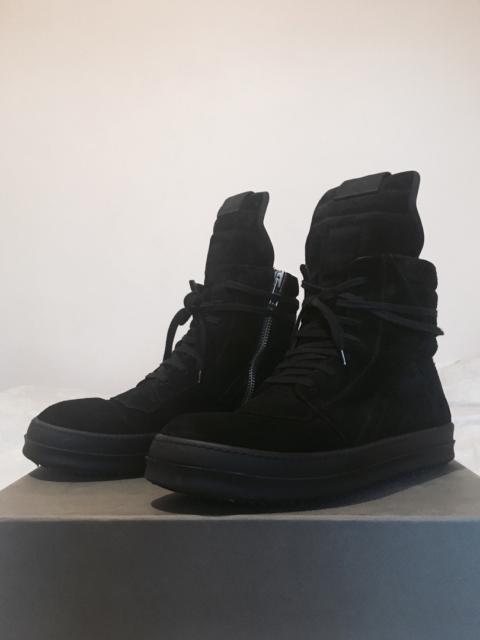 Rick Owens  JET BLACK SUEDE GEOBASKET