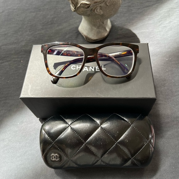 Chanel CH3392 Dark Tortoise Square Eyeglasses Glasses Frames Italy Gold Logo. - 10