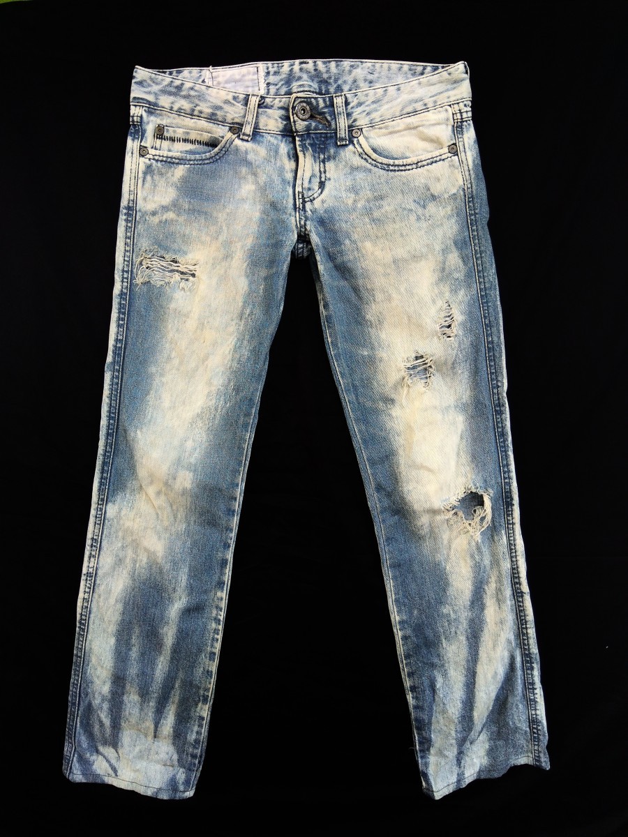 Distressed Denim - SLY JAPAN STONE WASH DESTROYED DENIM - 1