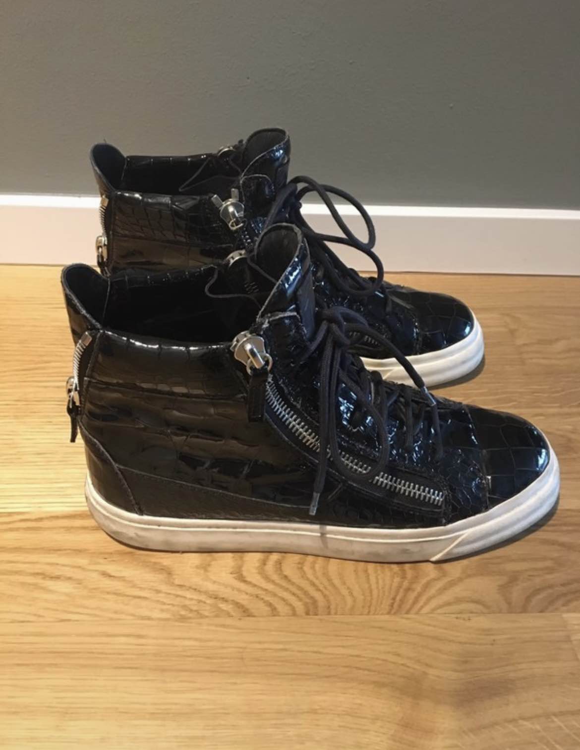 Reptile Patent Leather High Top Sneaker - 4