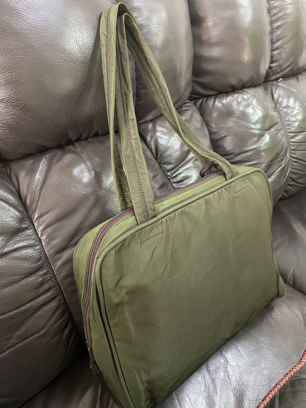 Authentic Vintage Prada Tessuto Nyalon Green Shoulder Bag - 9