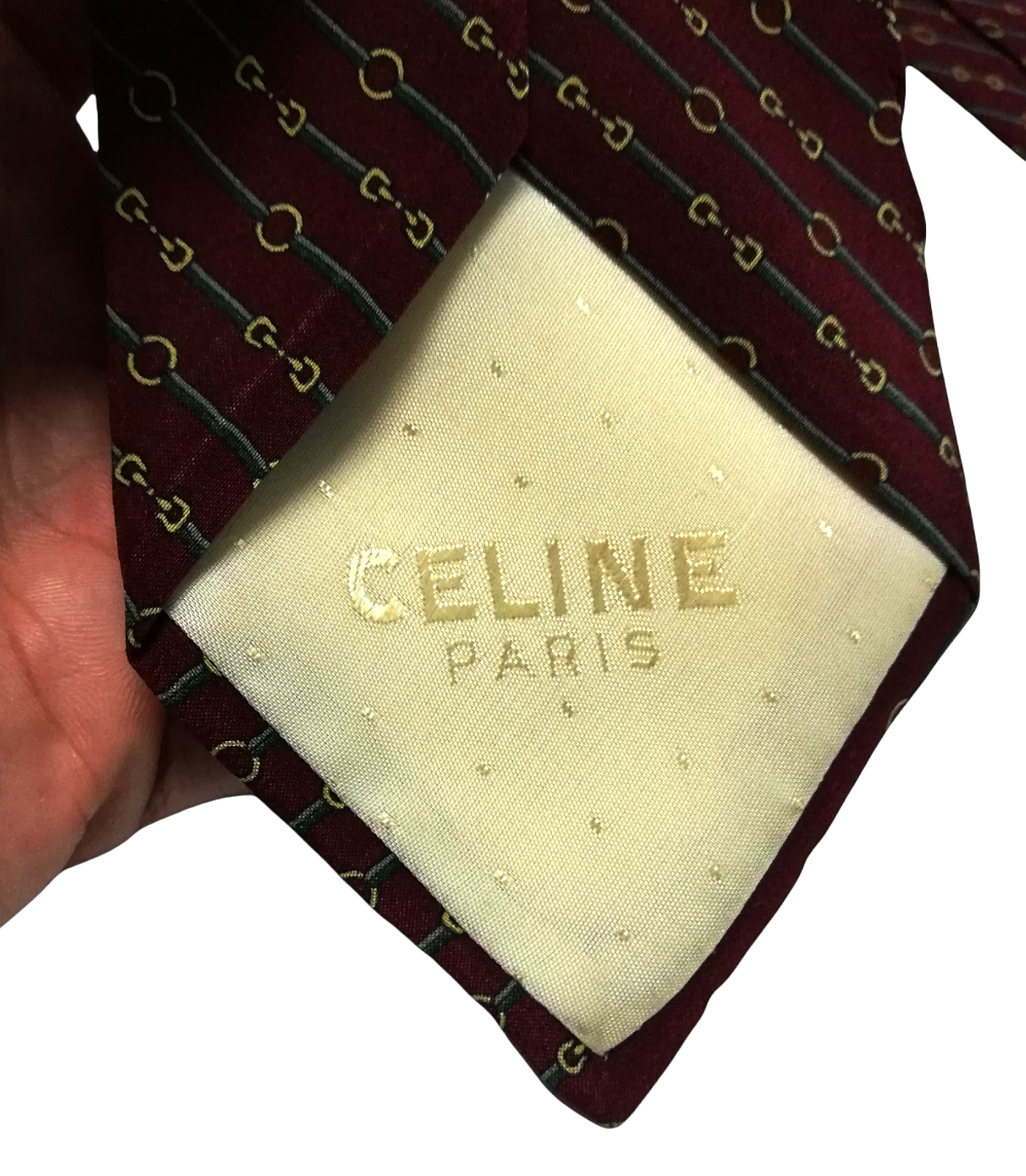 Celine Paris Silk 100% Made Necktie Geometric Designed - 6