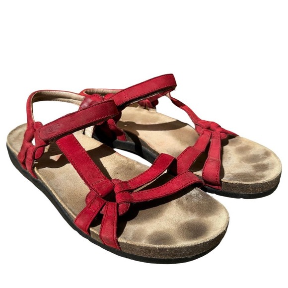 Teva Ventura Cork Sandals 6389 Strap Leather Flat Slip On Waterproof Red Size 10 - 1