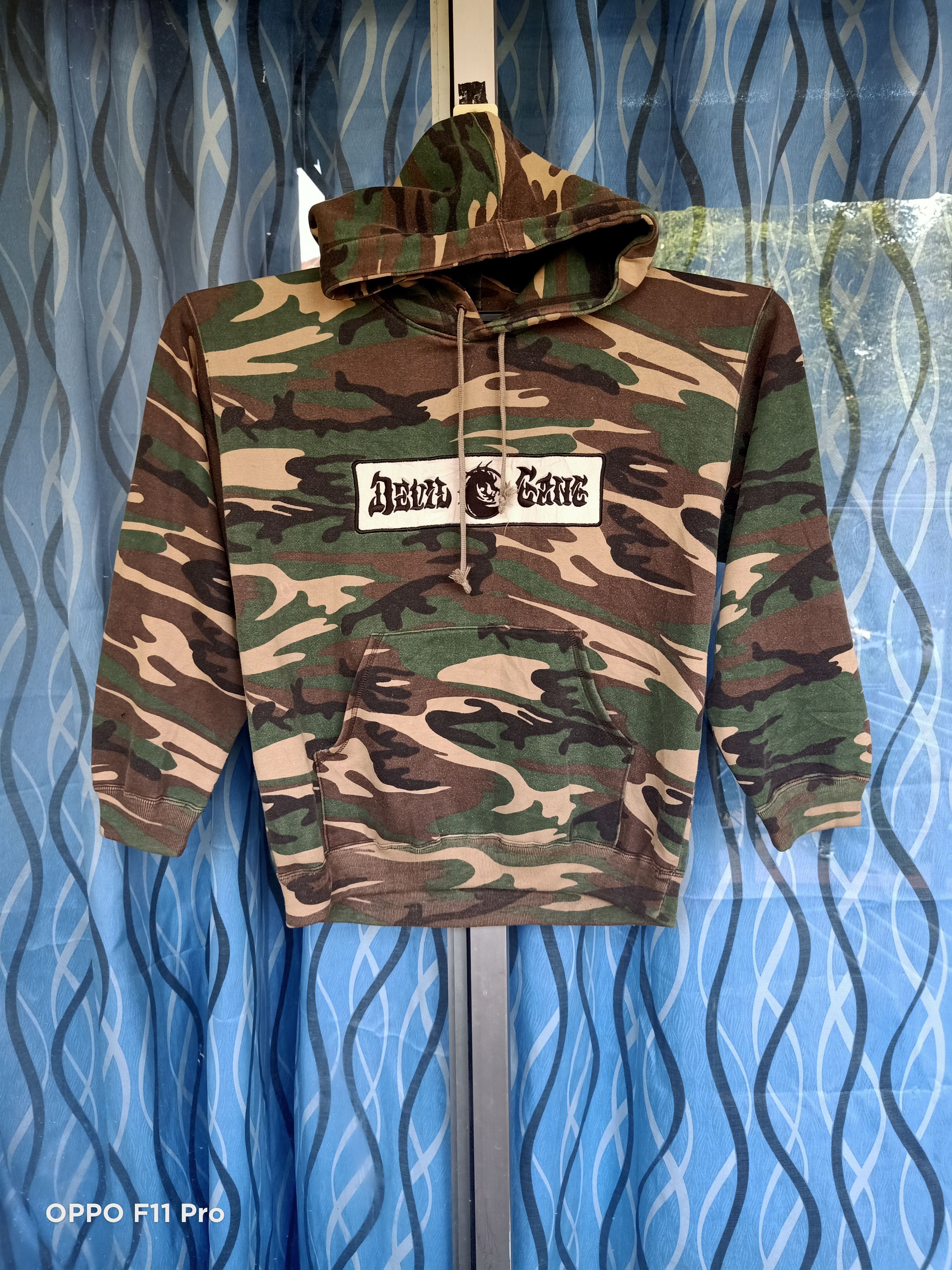 Japanese Brand - Devil Gang Embroidery Box Logo Rappers Camo Hoodie - 2