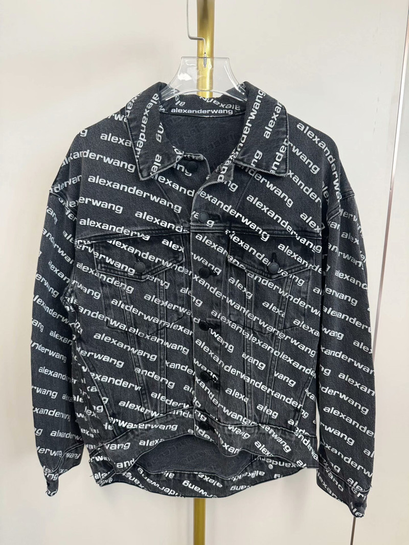 Alexander Wang black denim jacket with all-over graphic print. - 1