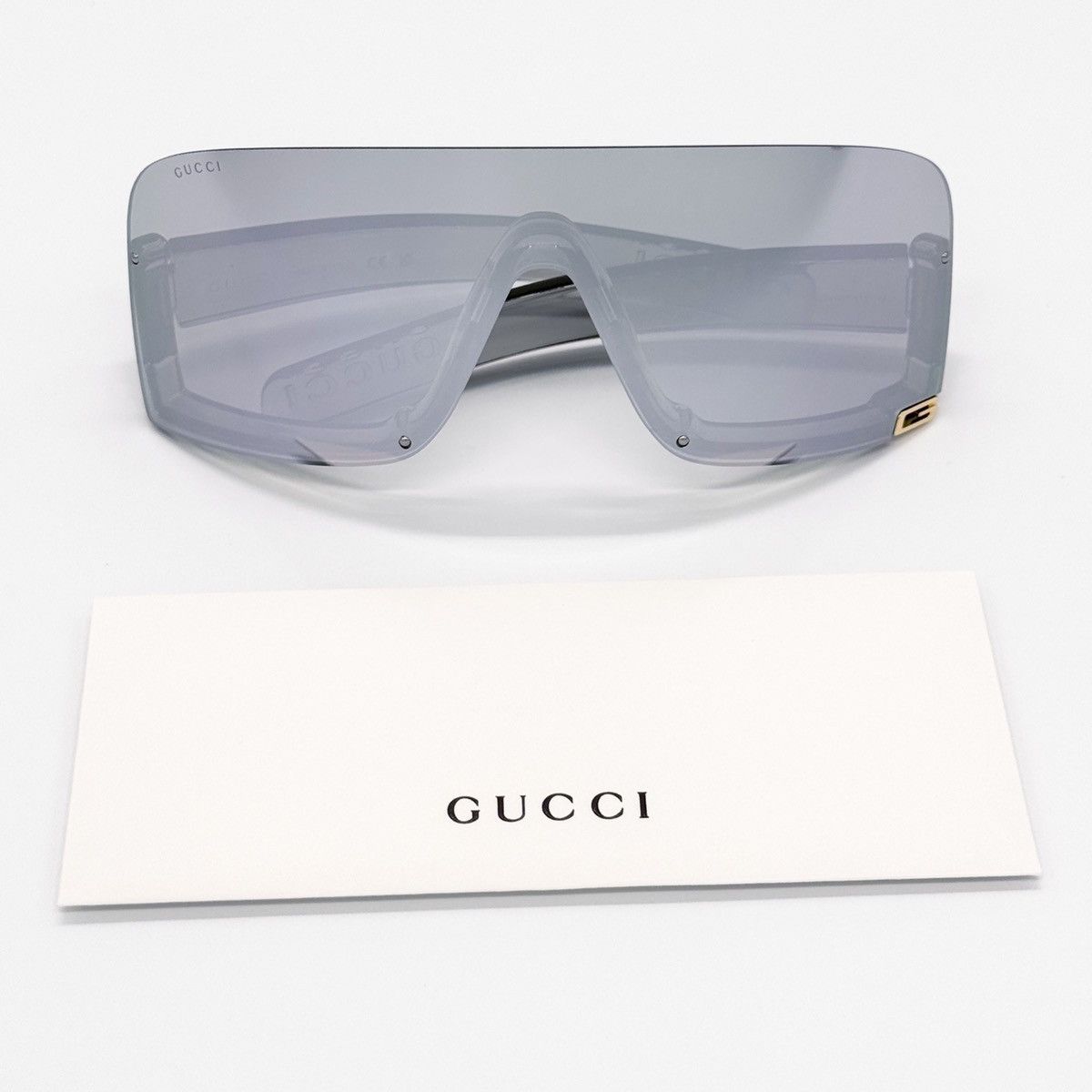 NEW GUCCI GG1637S 002 OVERSIZED SILVER MASK WOMEN SUNGLASSES - 10